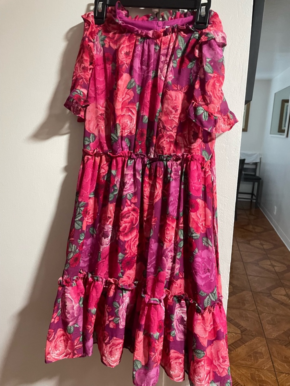 Girls' Fuchsia Floral Tiered Dress